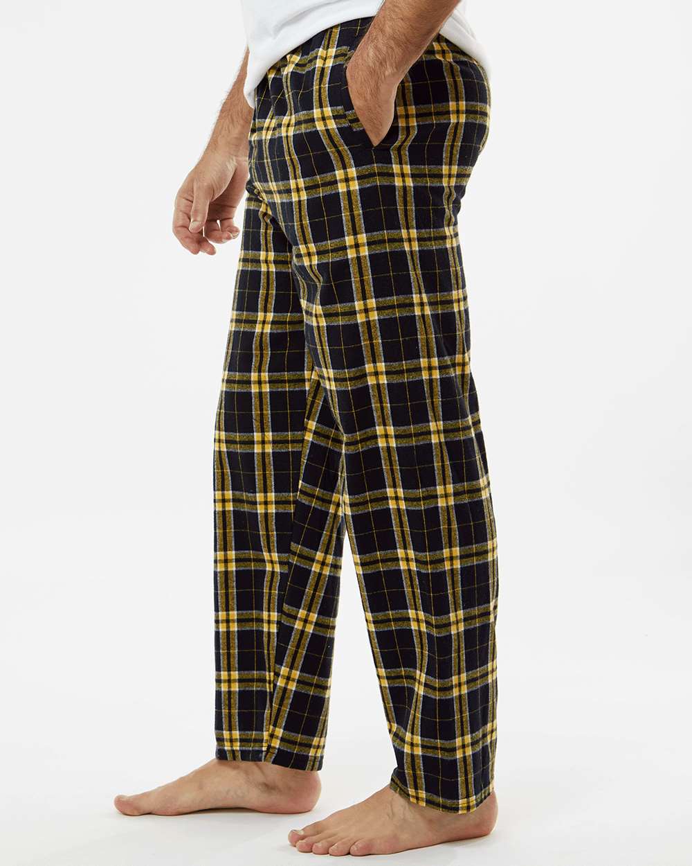 Men's Harley Flannel Pants - OnModelSide - B13203281 - Black/ Gold