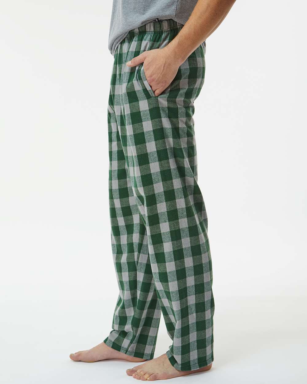 Men's Harley Flannel Pants - OnModelSide - B13203541 - Green/ Oxford Buffalo