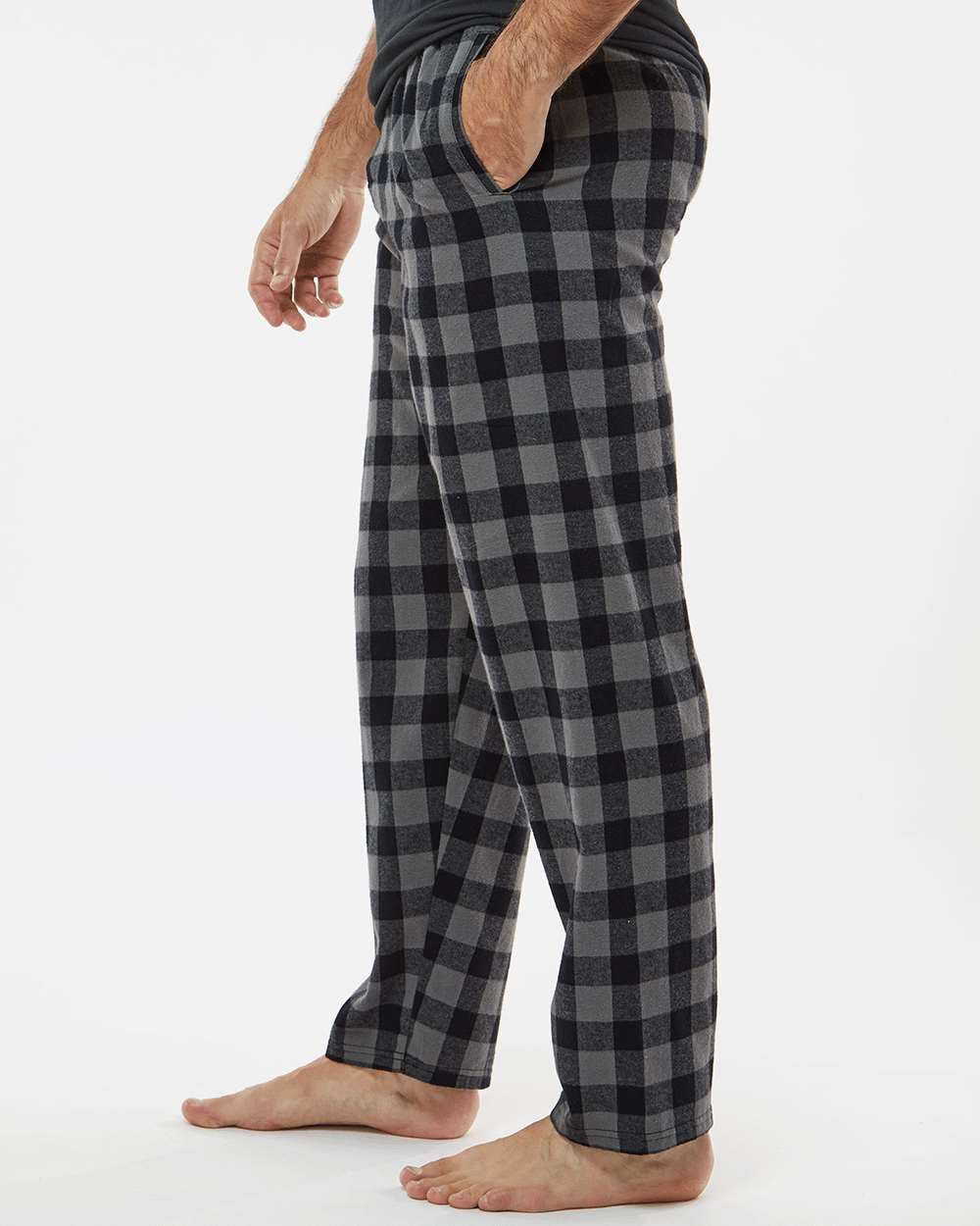 Men's Harley Flannel Pants - OnModelSide - B13203581 - Charcoal/ Black Buffalo