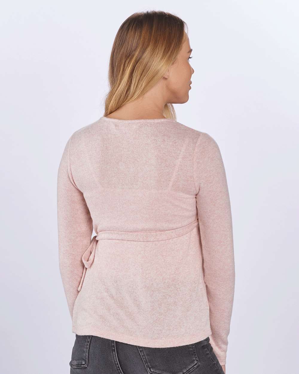 Women's Cuddle Wrap Top - OnModelBack - B13303301 - Blush Heather