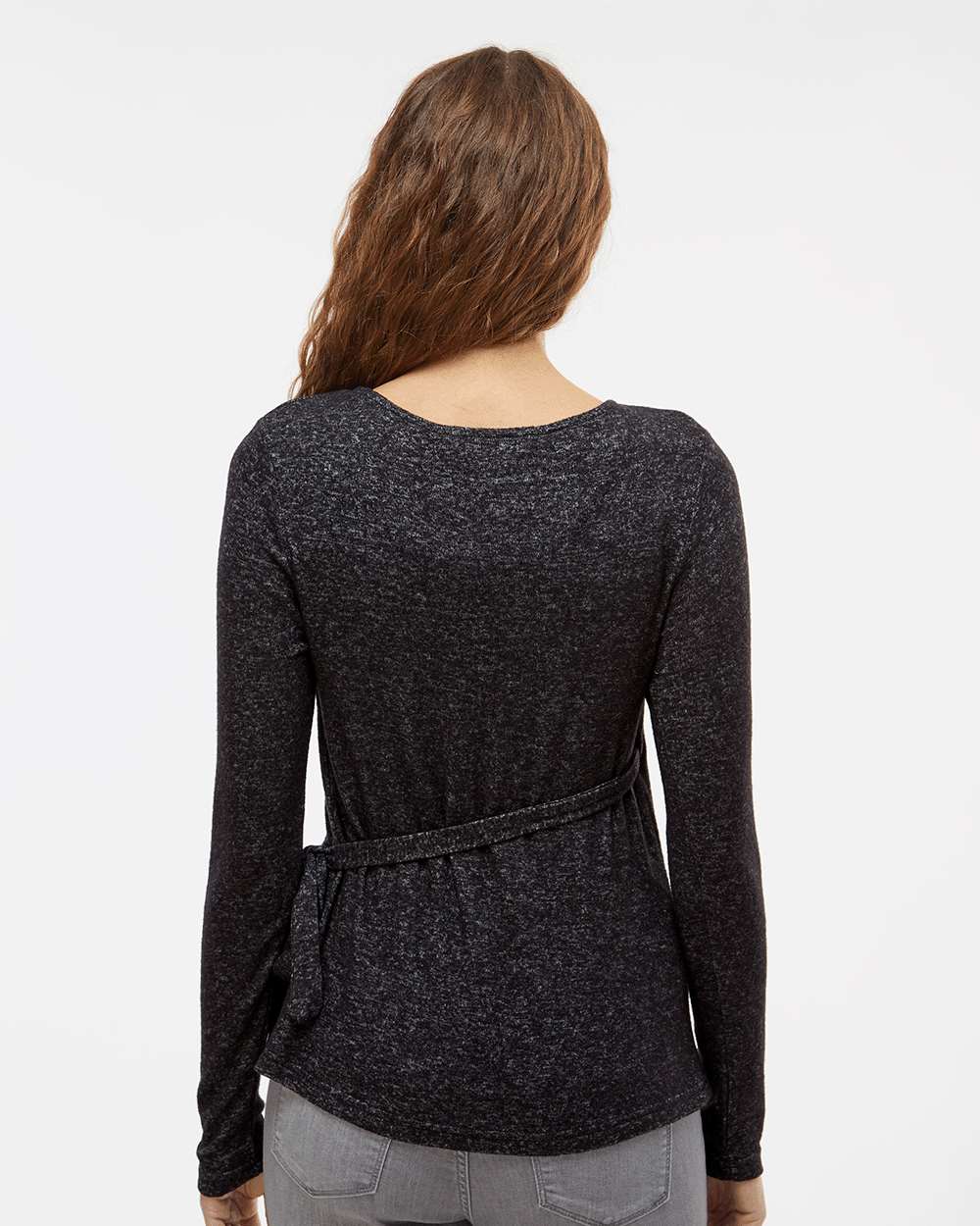 Women's Cuddle Wrap Top - OnModelBack - B13303501 - Black Heather