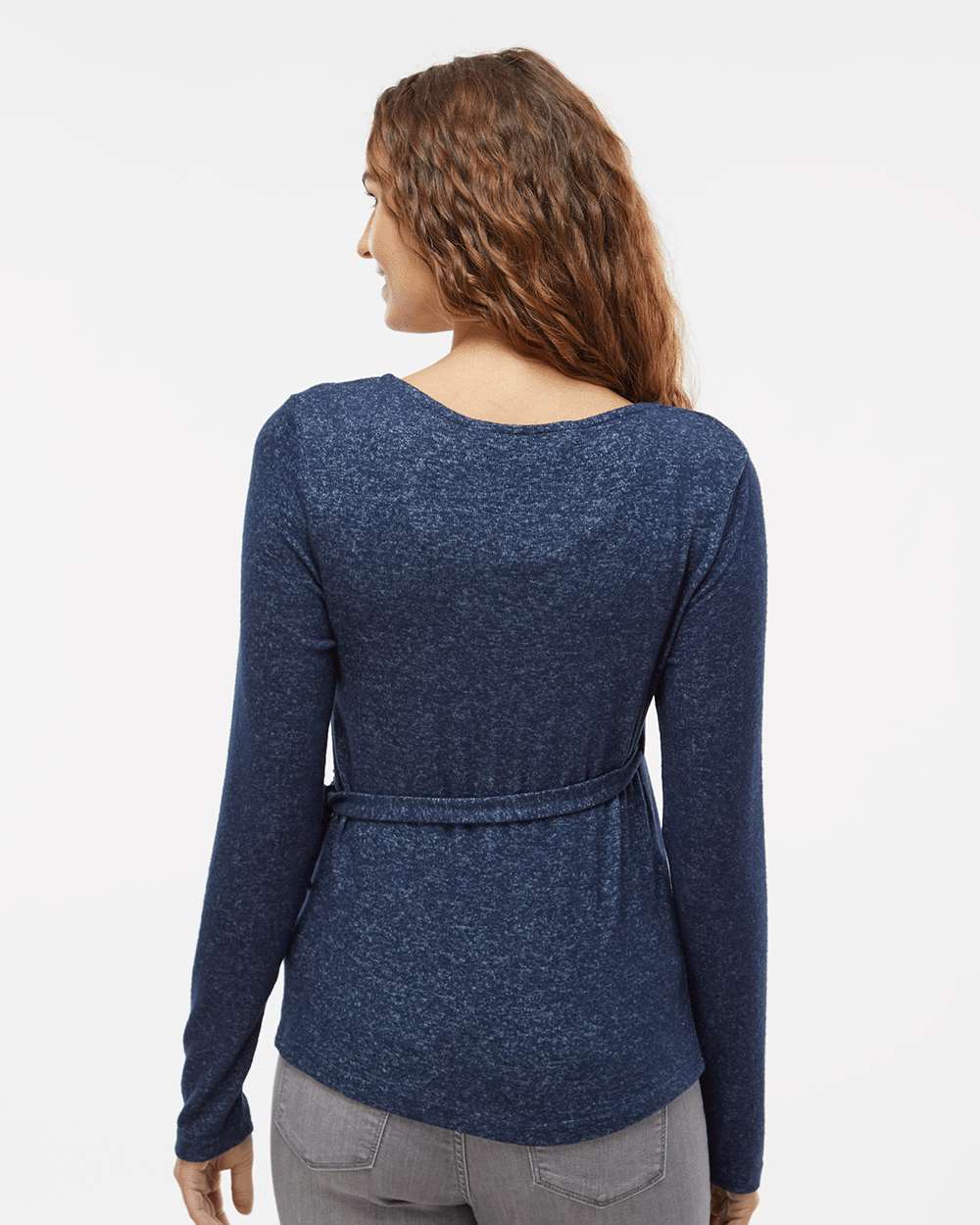 Women's Cuddle Wrap Top - OnModelBack - B13303751 - Navy Heather