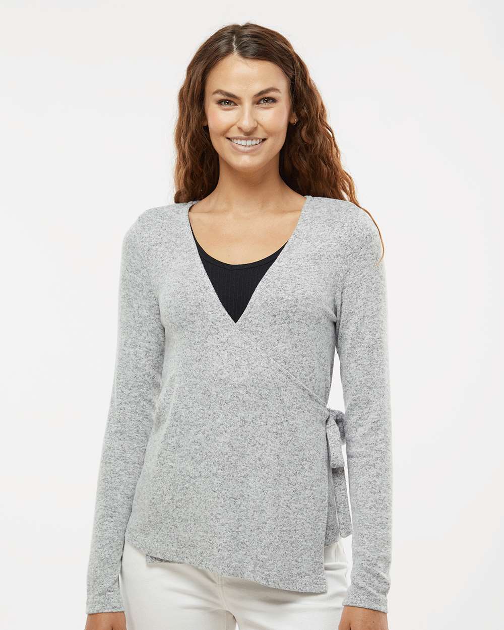 Women's Cuddle Wrap Top - OnModelFront - B13303591 - Oxford Heather