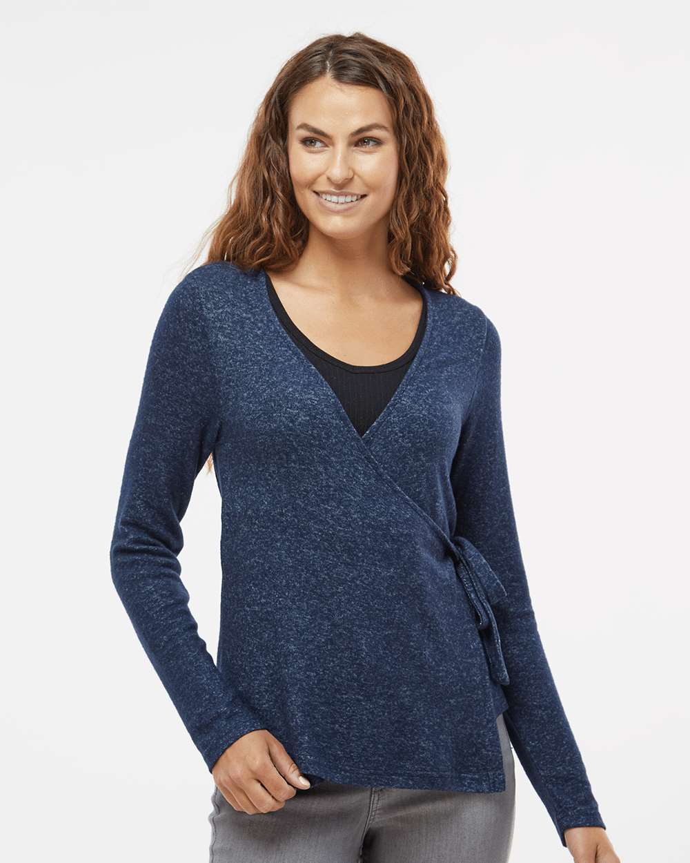 Women's Cuddle Wrap Top - OnModelFront - B13303751 - Navy Heather