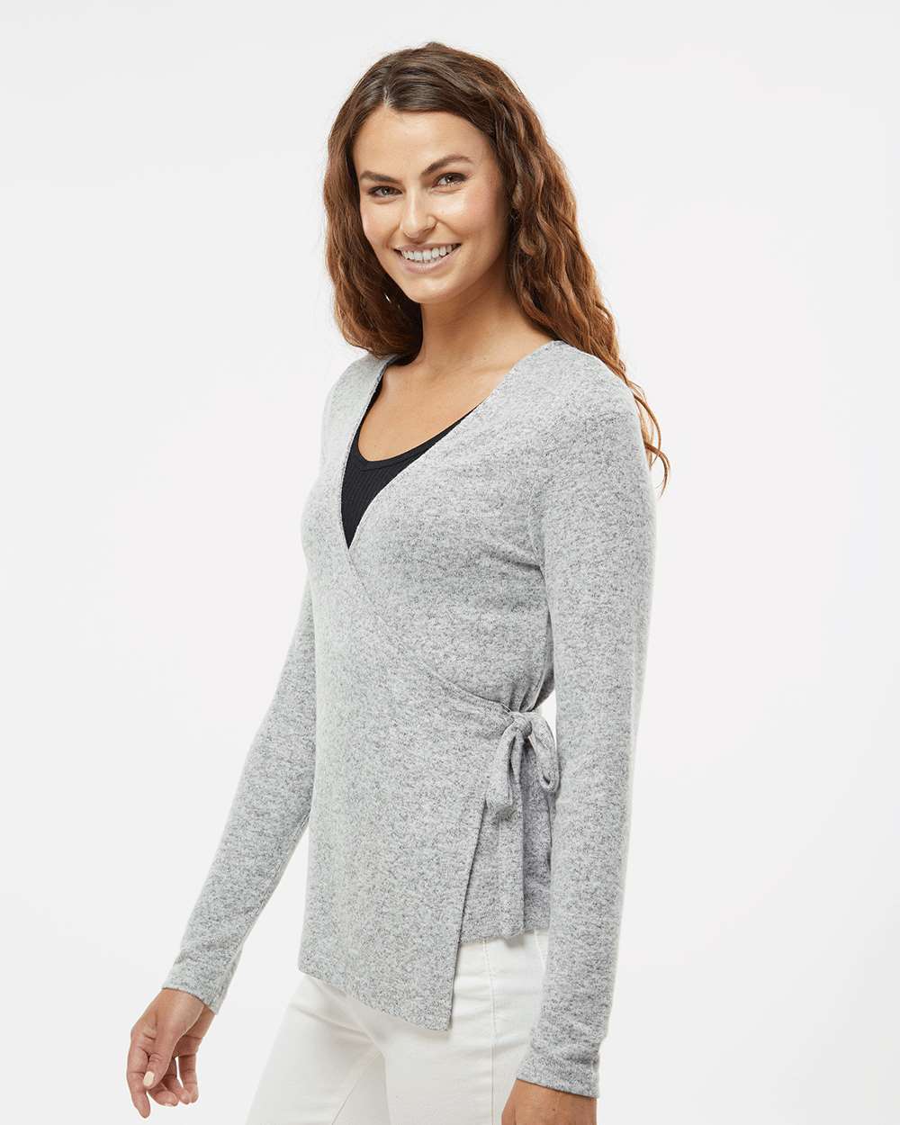 Women's Cuddle Wrap Top - OnModelSide - B13303591 - Oxford Heather