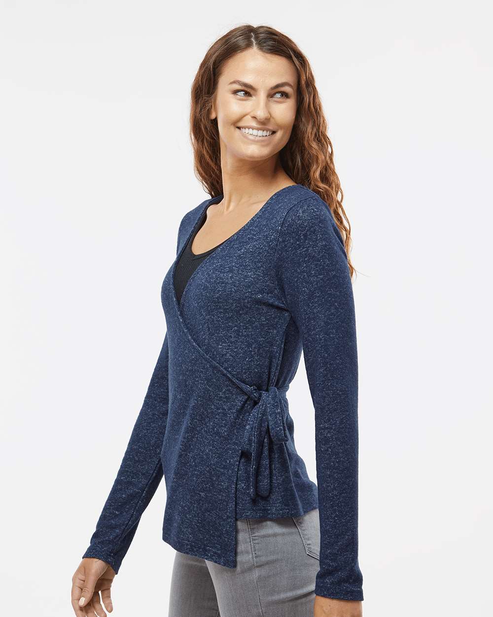 Women's Cuddle Wrap Top - OnModelSide - B13303751 - Navy Heather