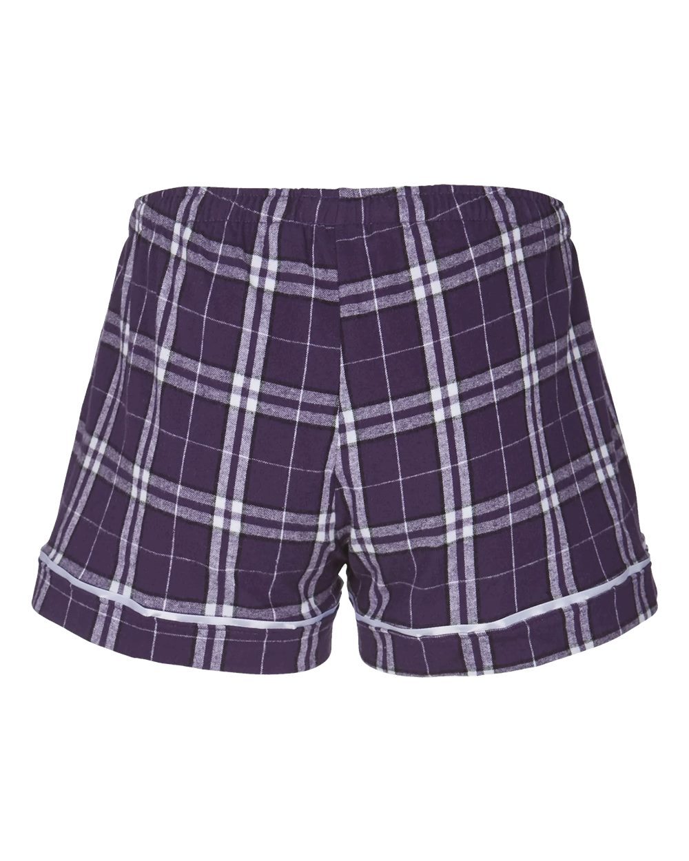Women's Flannel Shorts - Back - B14403111 - Purple/ White Plaid