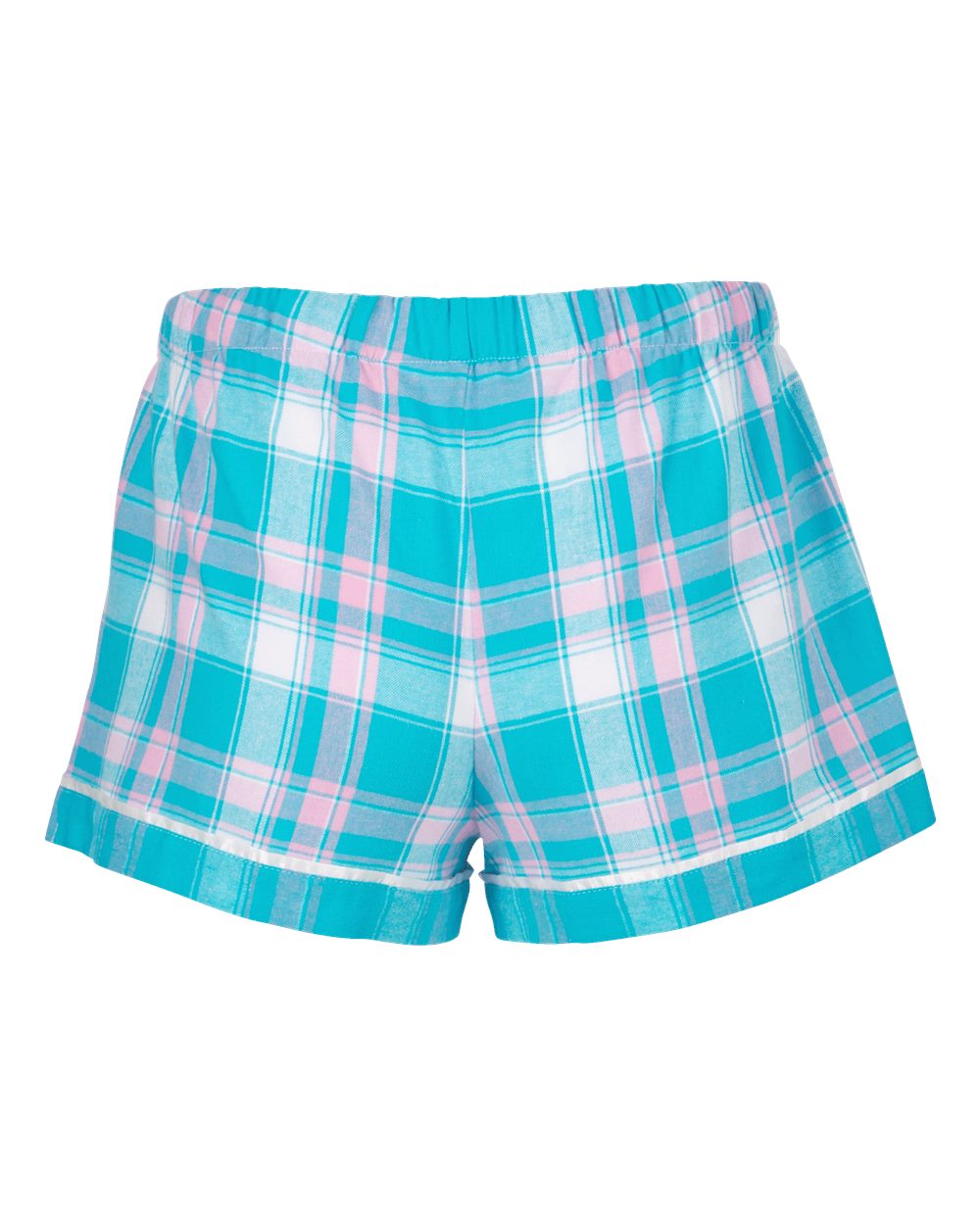 Women's Flannel Shorts - Back - B14403151 - Teal Sophia Plaid