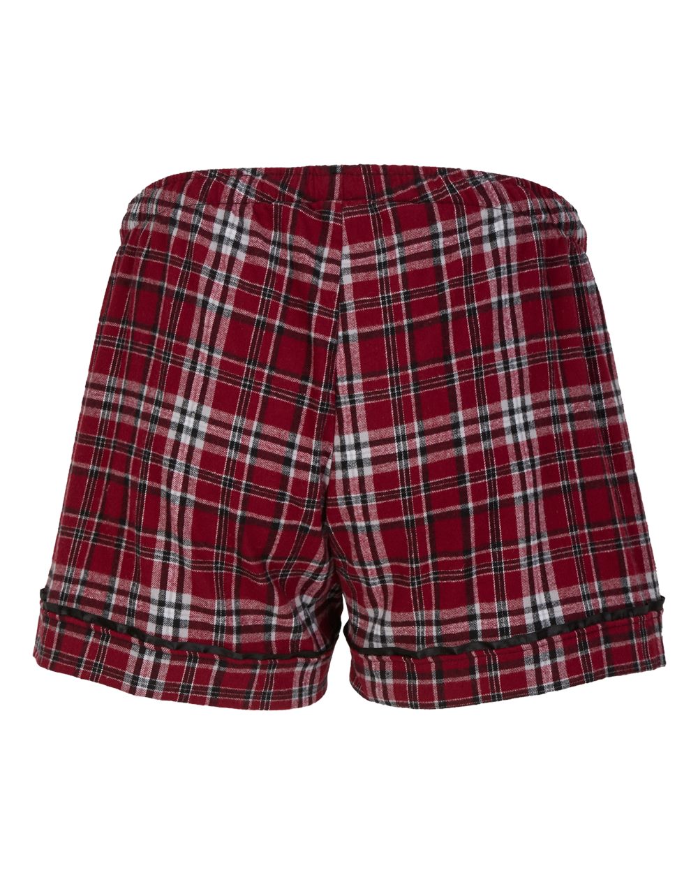 Women's Flannel Shorts - Back - B14403391 - Garnet/ Black Plaid