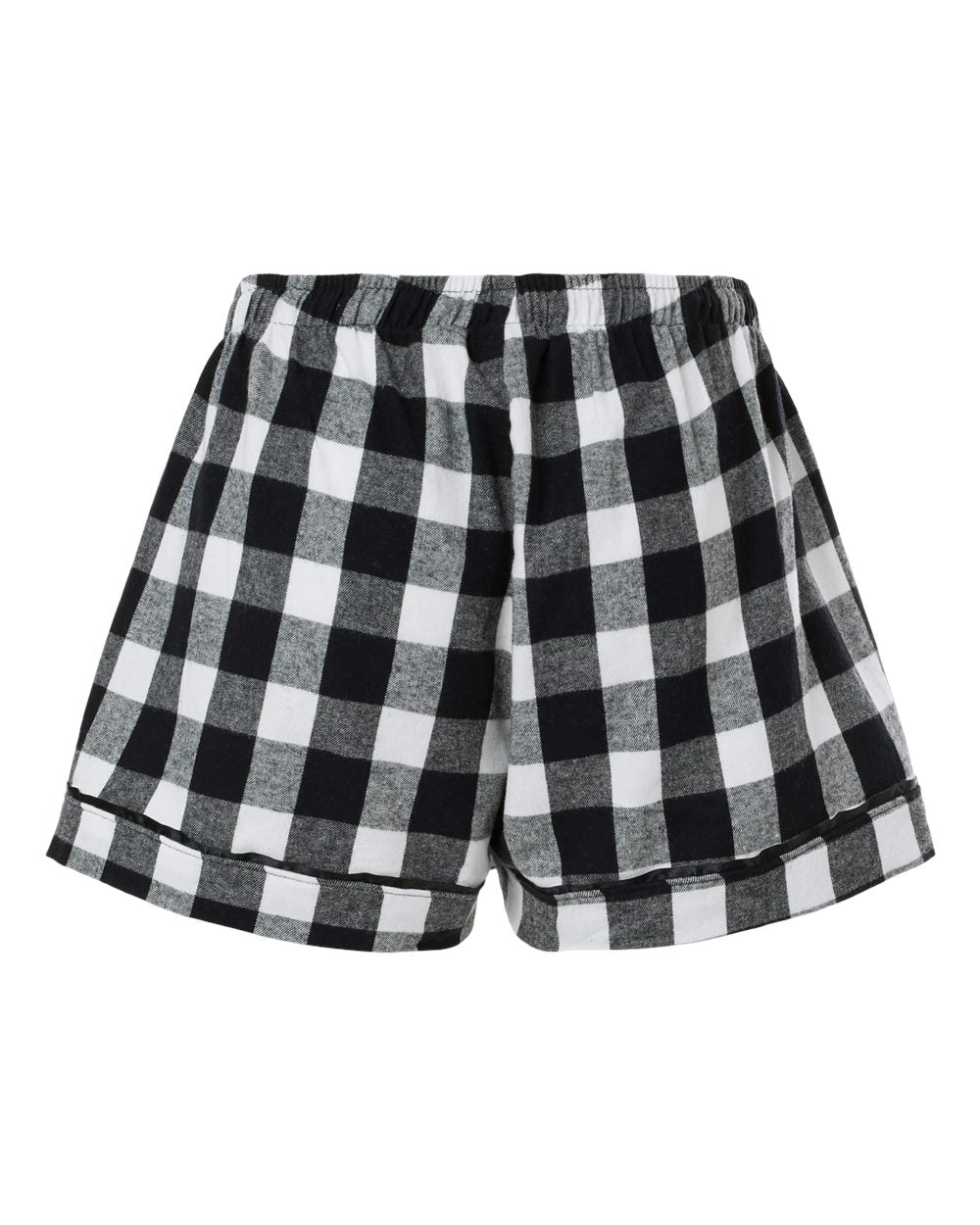 Women's Flannel Shorts - Back - B14403501 - Black/ White Buffalo Plaid
