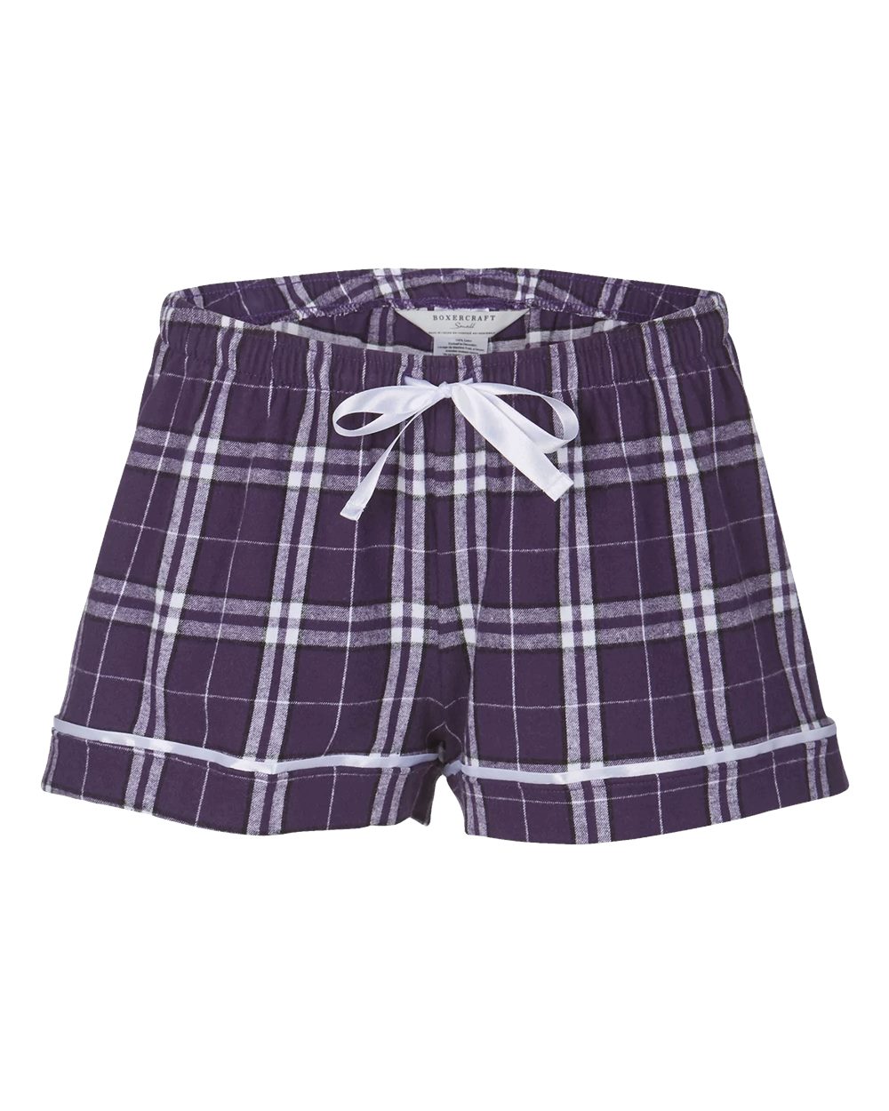 Women's Flannel Shorts - Front - B14403111 - Purple/ White Plaid
