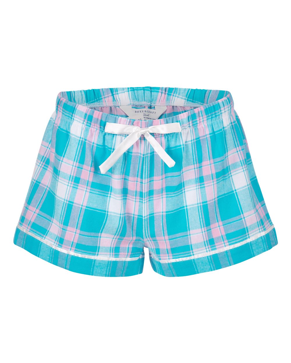 Women's Flannel Shorts - Front - B14403151 - Teal Sophia Plaid