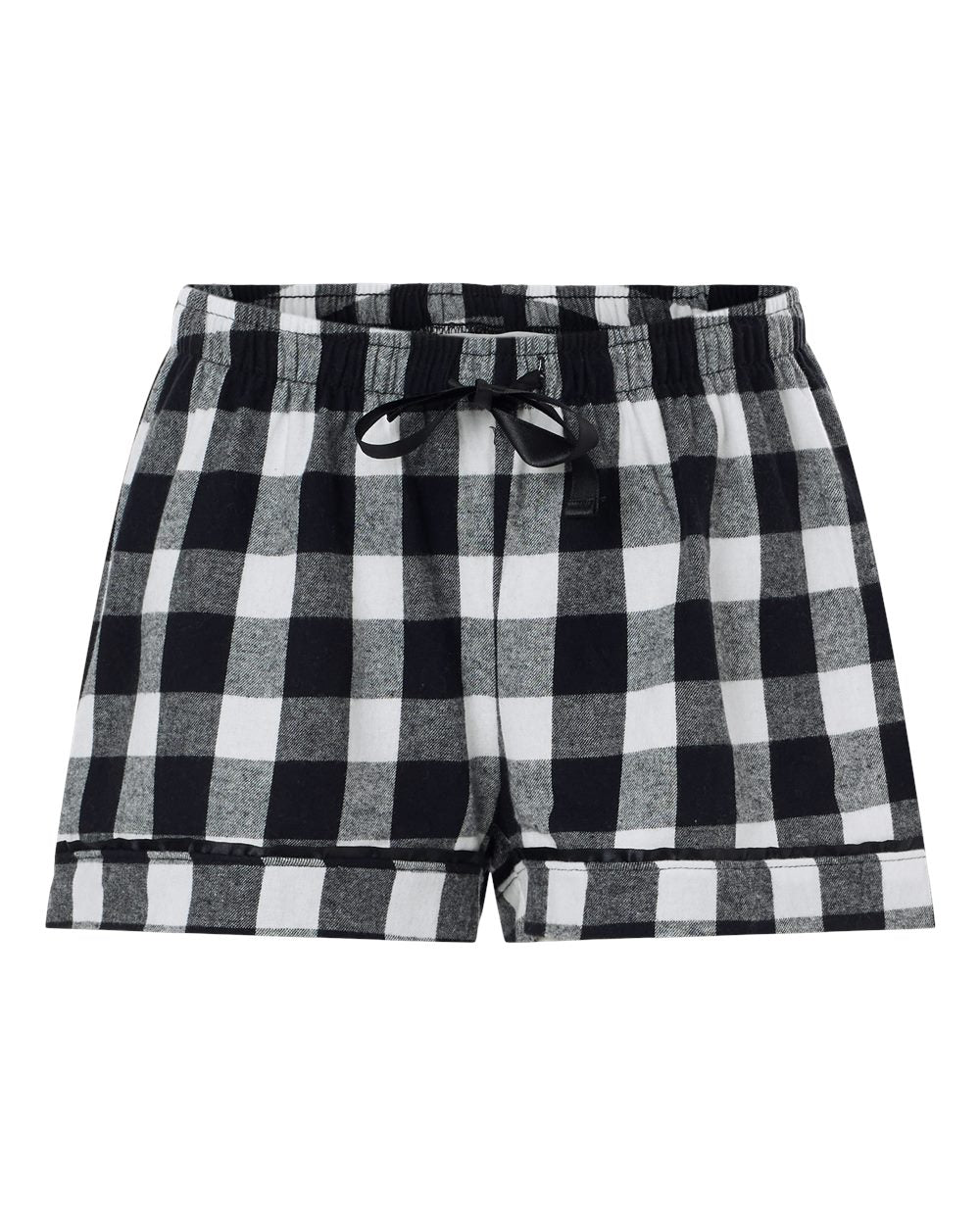 Women's Flannel Shorts - Front - B14403501 - Black/ White Buffalo Plaid