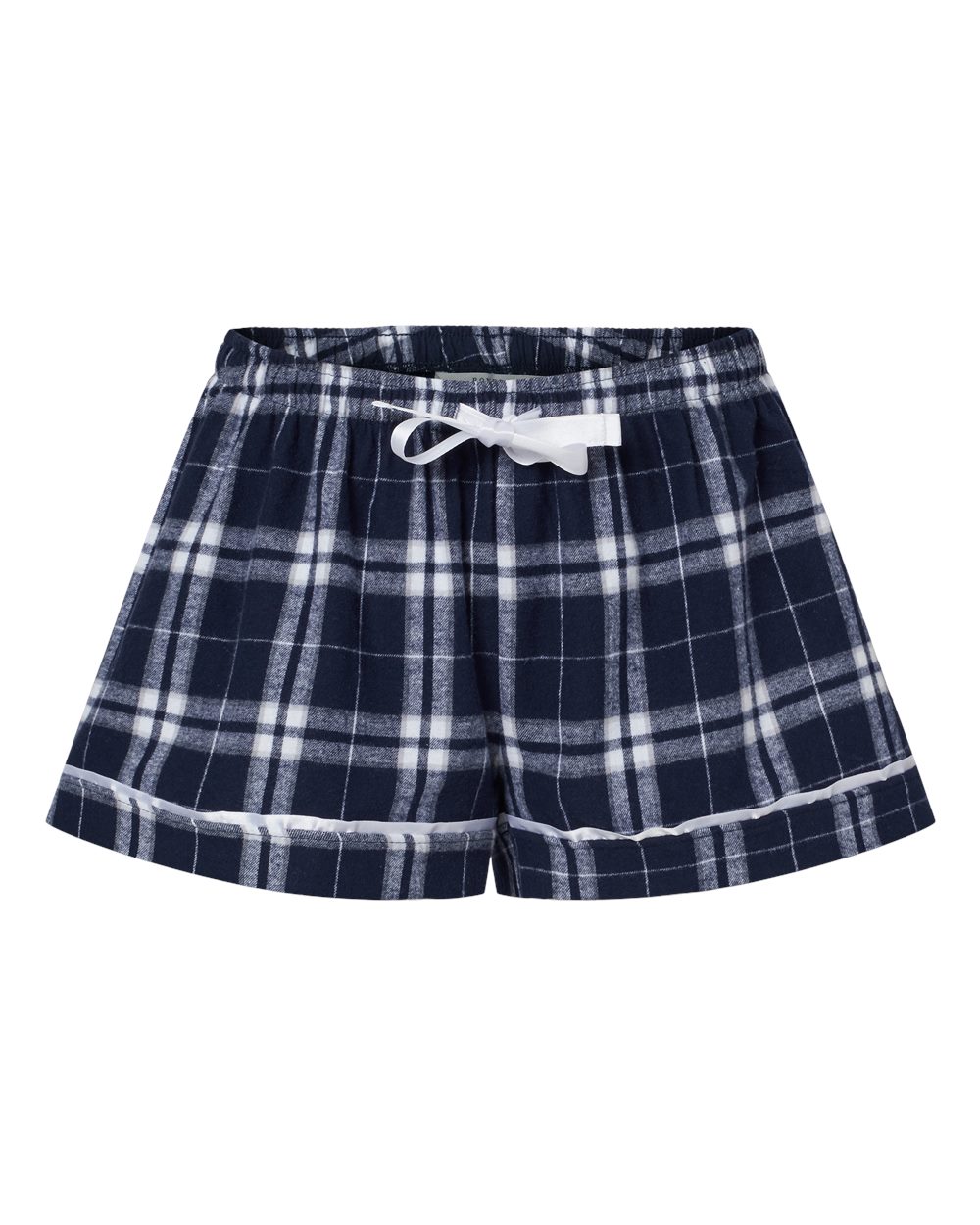 Women's Flannel Shorts - Front - B14403651 - Navy/ Silver Plaid