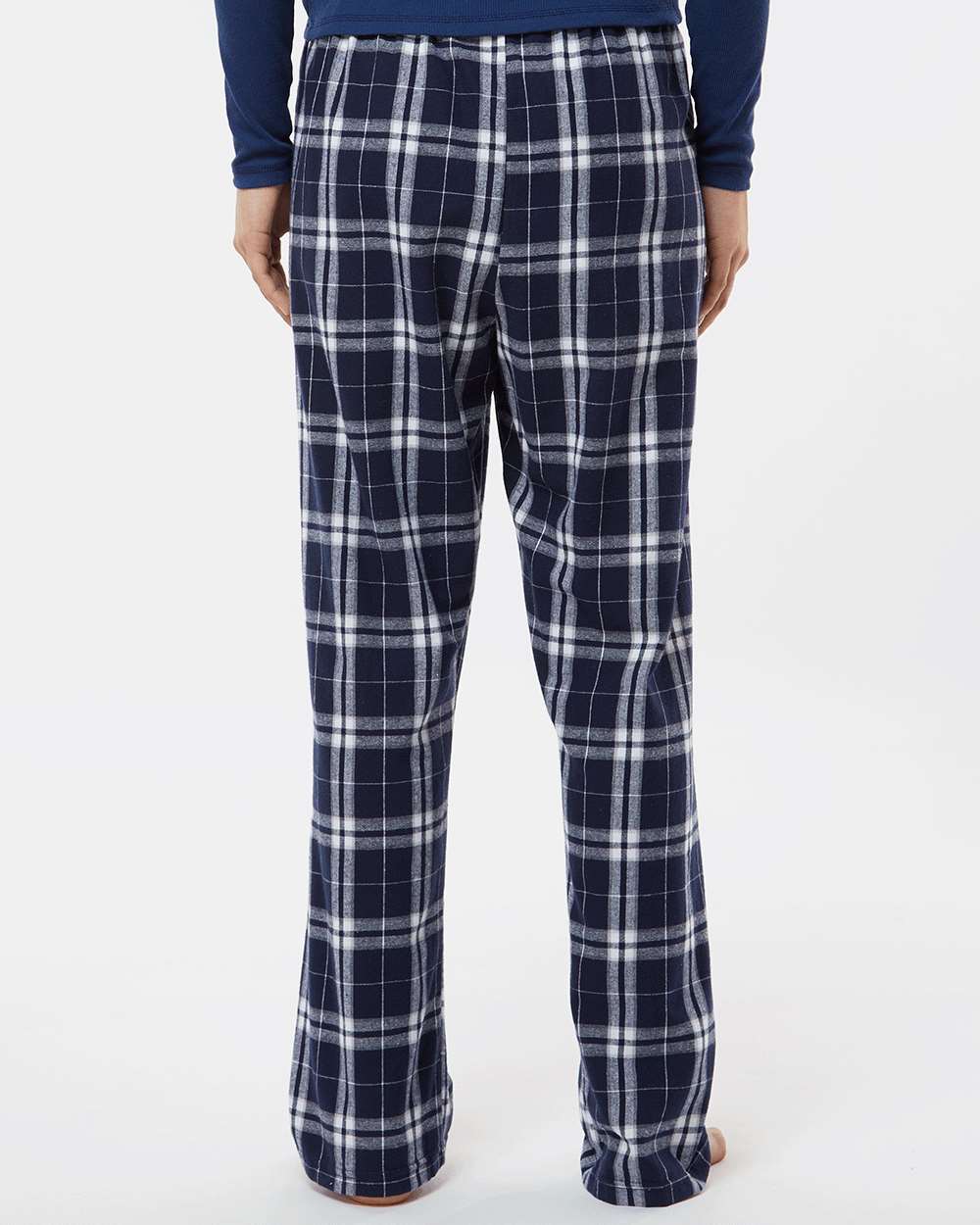 Women's Haley Flannel Pants - OnModelBack - B14603191 - Navy/ Silver Plaid