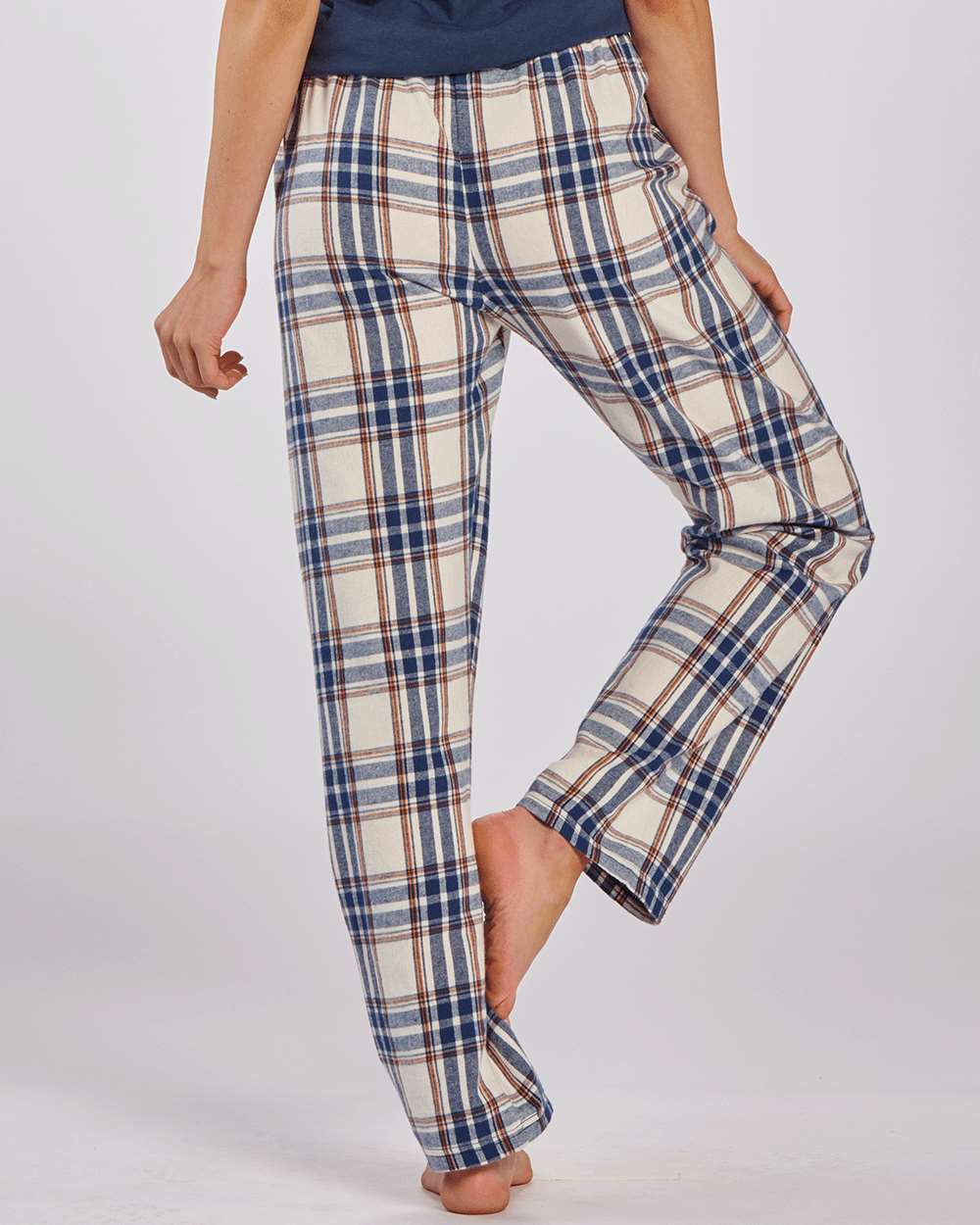 Women's Haley Flannel Pants - OnModelBack - B14603241 - Natural Indigo Plaid
