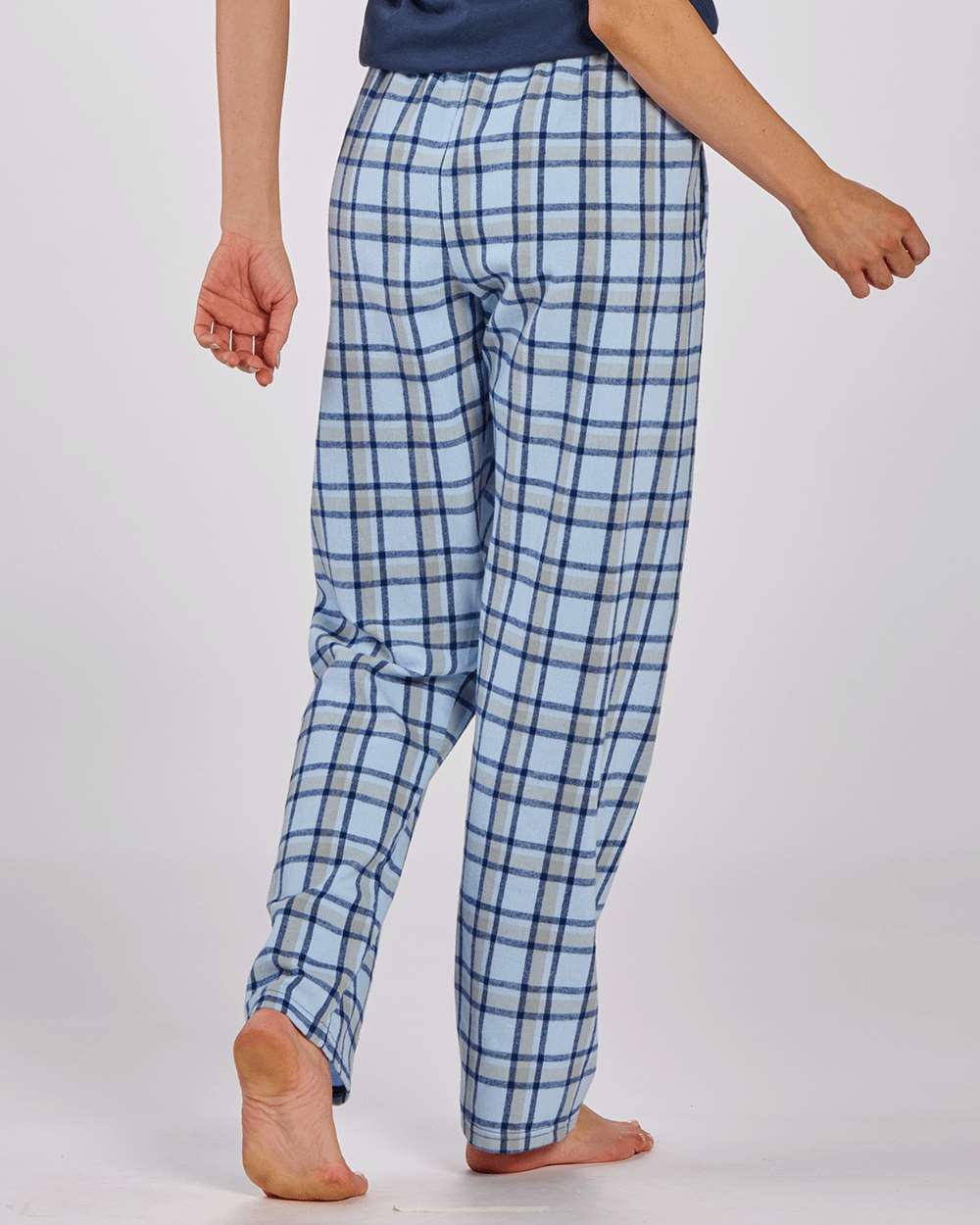 Women's Haley Flannel Pants - OnModelBack - B14603252 - Heritage Carolina Blue Plaid