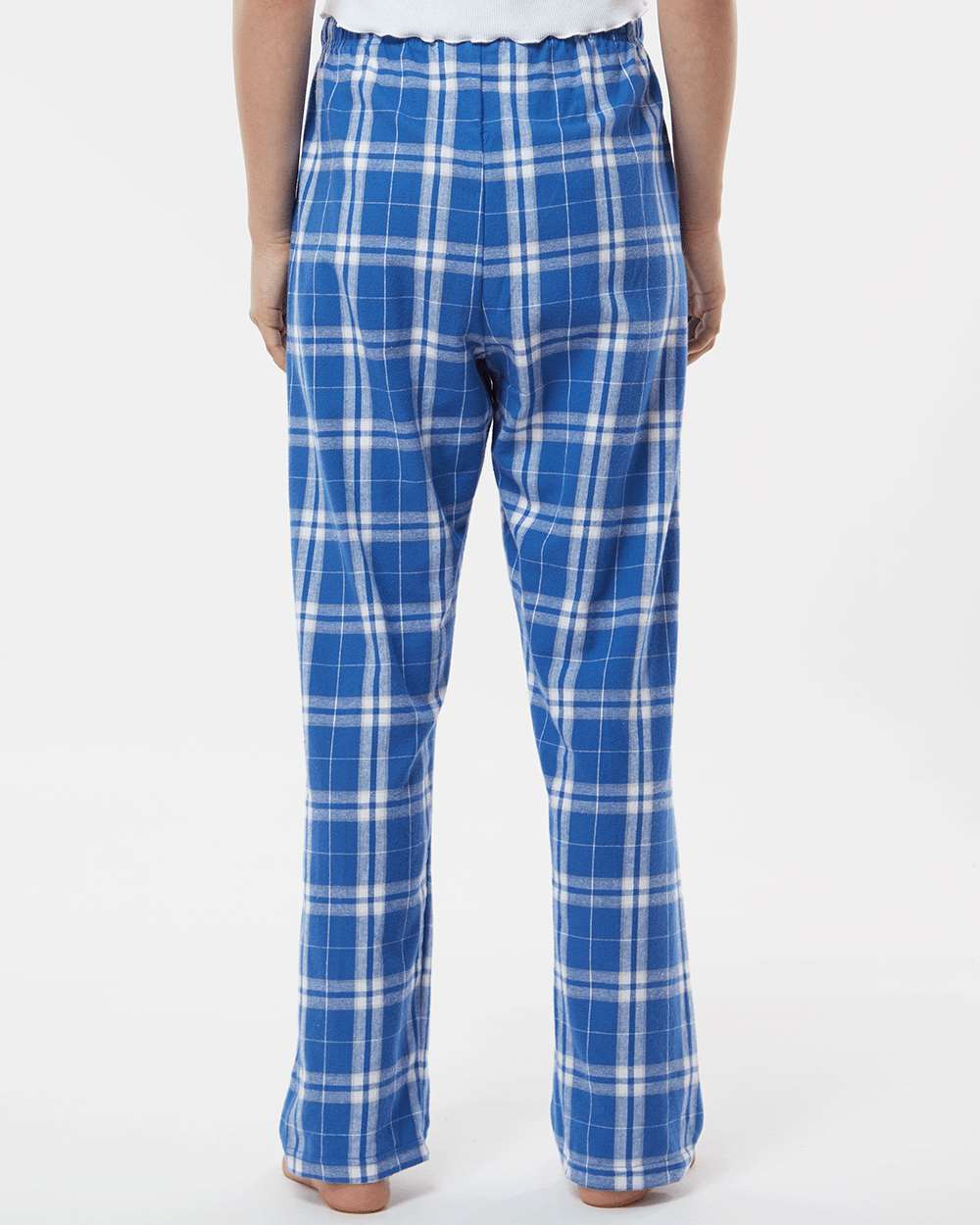 Women's Haley Flannel Pants - OnModelBack - B14603271 - Royal/ Silver Plaid