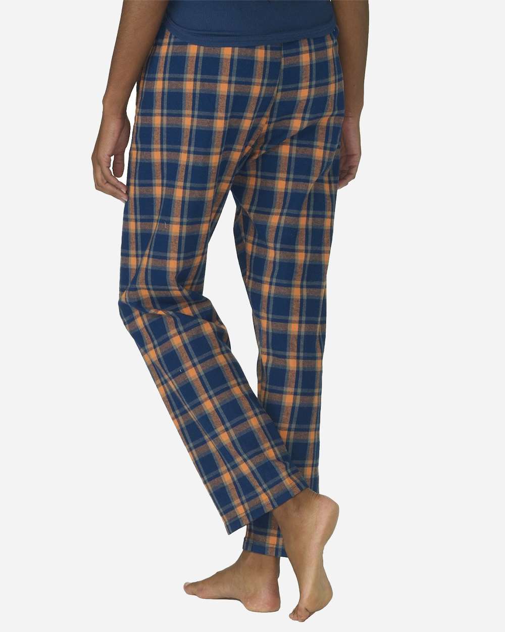 Women's Haley Flannel Pants - OnModelBack - B14603331 - Heritage Navy/ Orange/ Grey Plaid