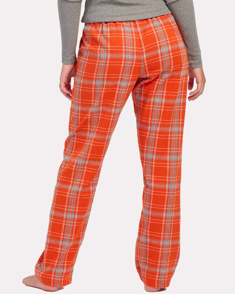 Women's Haley Flannel Pants - OnModelBack - B14603421 - Burnt Orange Kingston Plaid