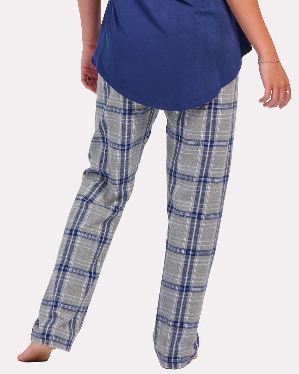 Women's Haley Flannel Pants - OnModelBack - B14603451 - Oxford Heather/ Navy Kingston