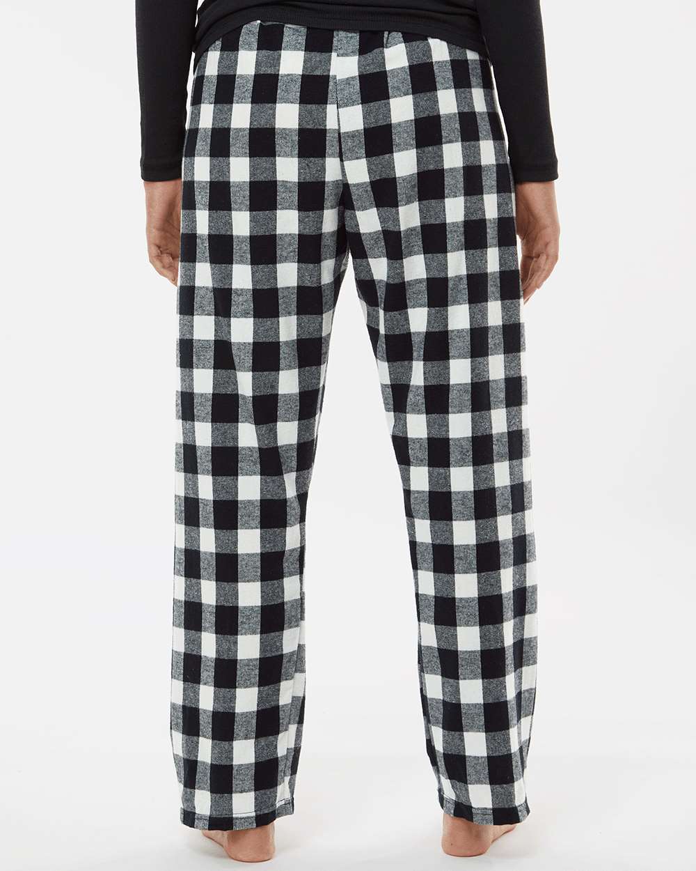 Women's Haley Flannel Pants - OnModelBack - B14603501 - Black/ White Buffalo Plaid