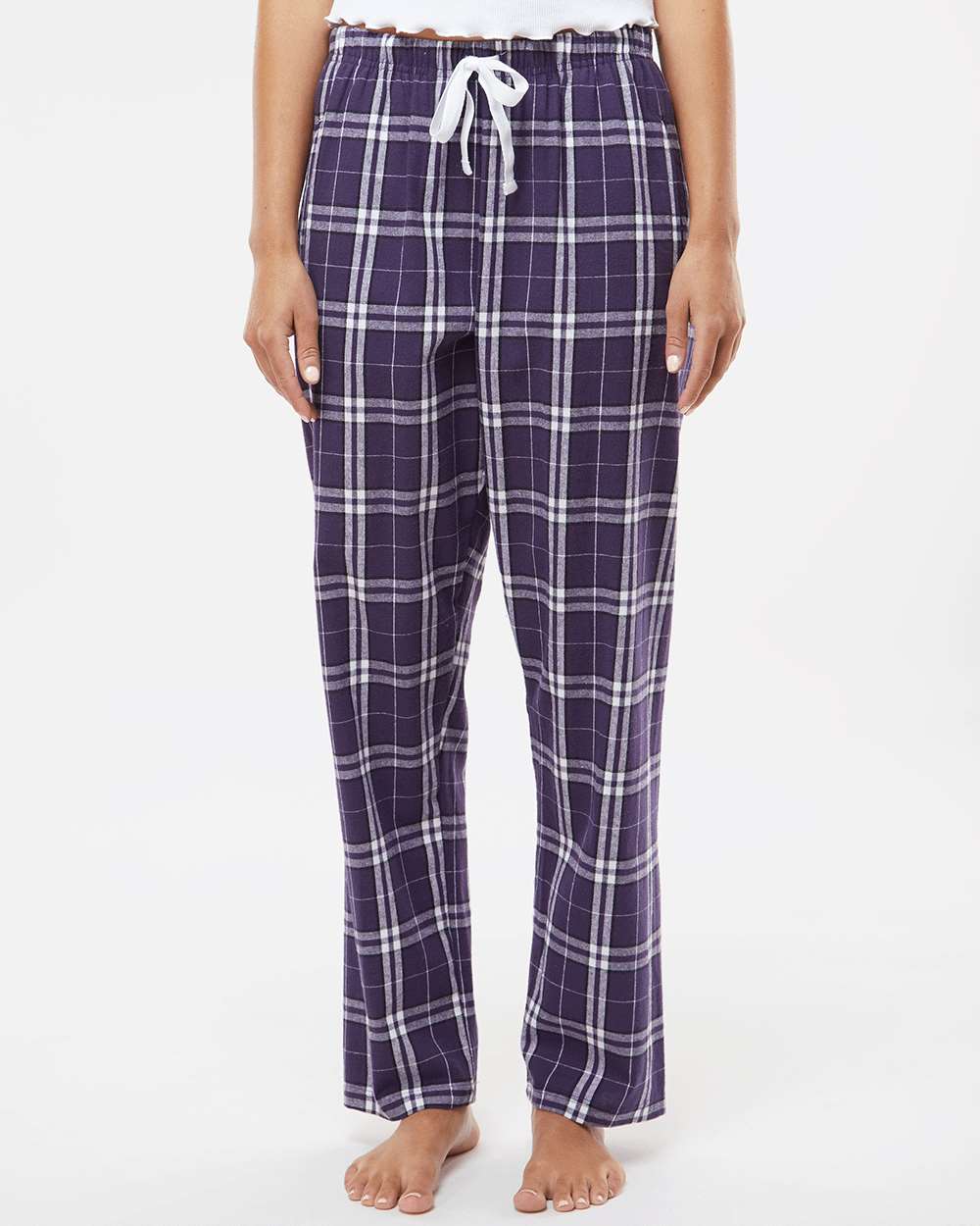 Women's Haley Flannel Pants - OnModelFront - B14603221 - Purple/ White Plaid