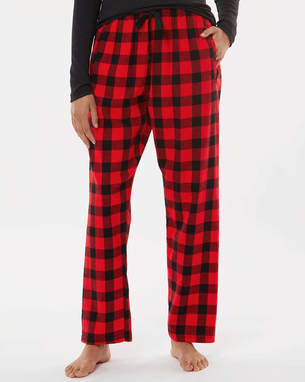 Women's Haley Flannel Pants - OnModelFront - B14603231 - Red/ Black Buffalo