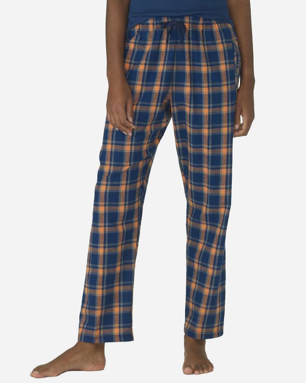 Women's Haley Flannel Pants - OnModelFront - B14603331 - Heritage Navy/ Orange/ Grey Plaid