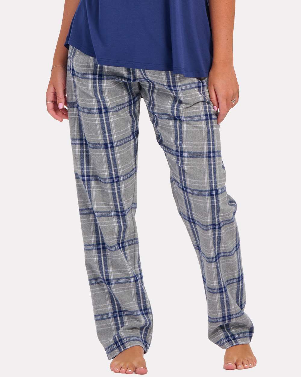 Women's Haley Flannel Pants - OnModelFront - B14603451 - Oxford Heather/ Navy Kingston