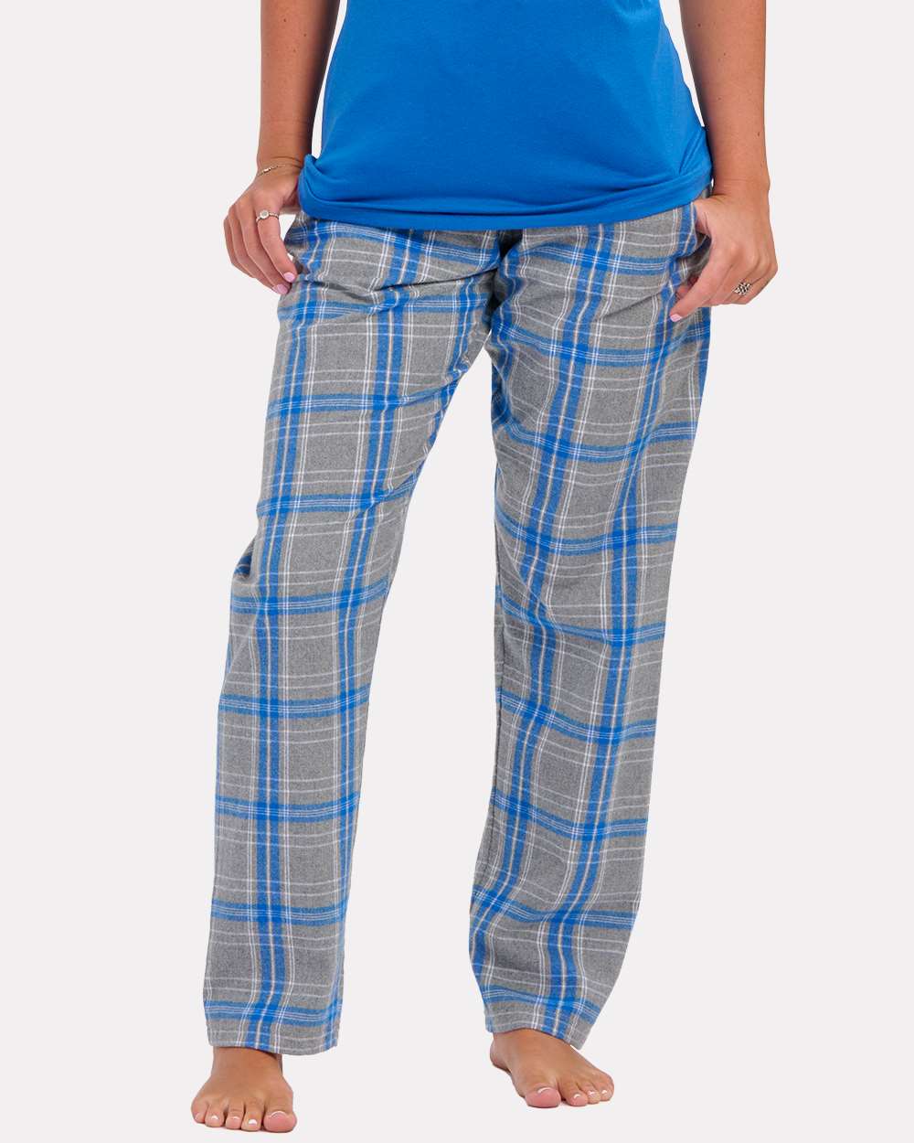 Women's Haley Flannel Pants - OnModelFront - B14603471 - Oxford Heather/ Royal Kingston
