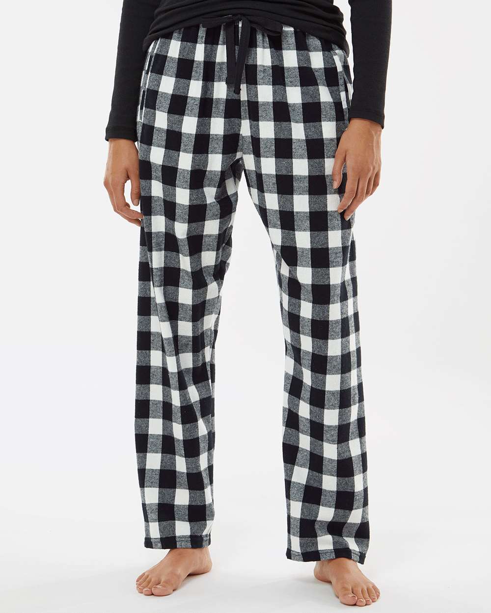 Women's Haley Flannel Pants - OnModelFront - B14603501 - Black/ White Buffalo Plaid