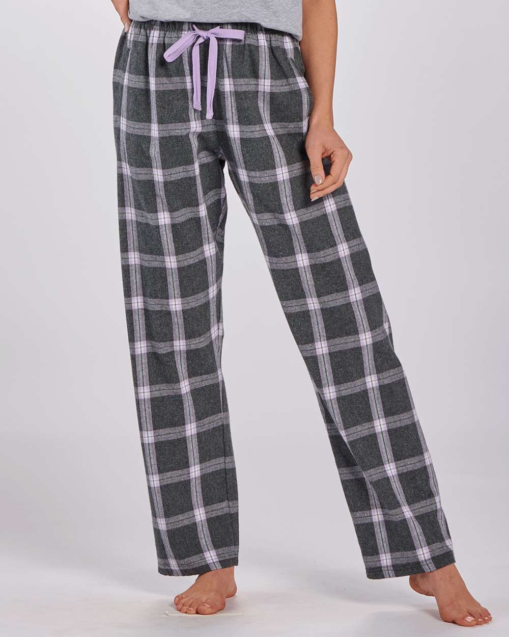 Women's Haley Flannel Pants - OnModelFront - B14603593 - Charcoal Lavender Tomboy Plaid