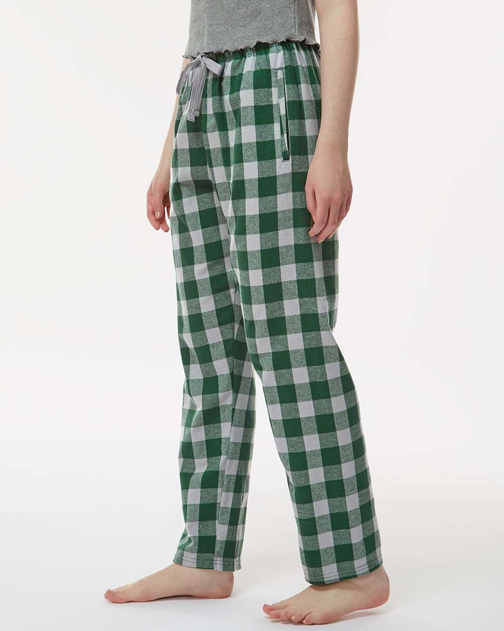 Women's Haley Flannel Pants - OnModelSide - B14603111 - Green/ Oxford Buffalo