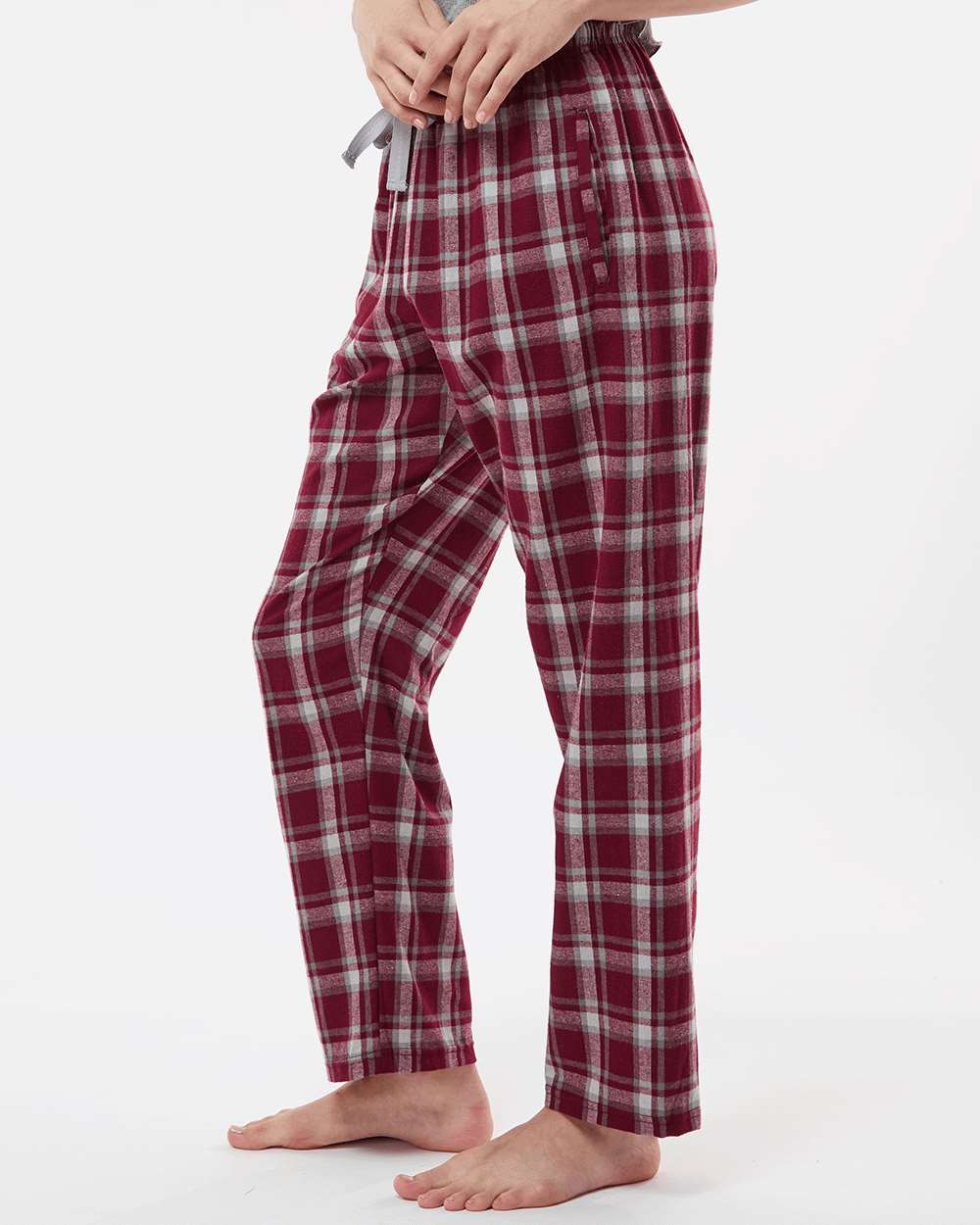 Women's Haley Flannel Pants - OnModelSide - B14603141 - Heritage Maroon Plaid