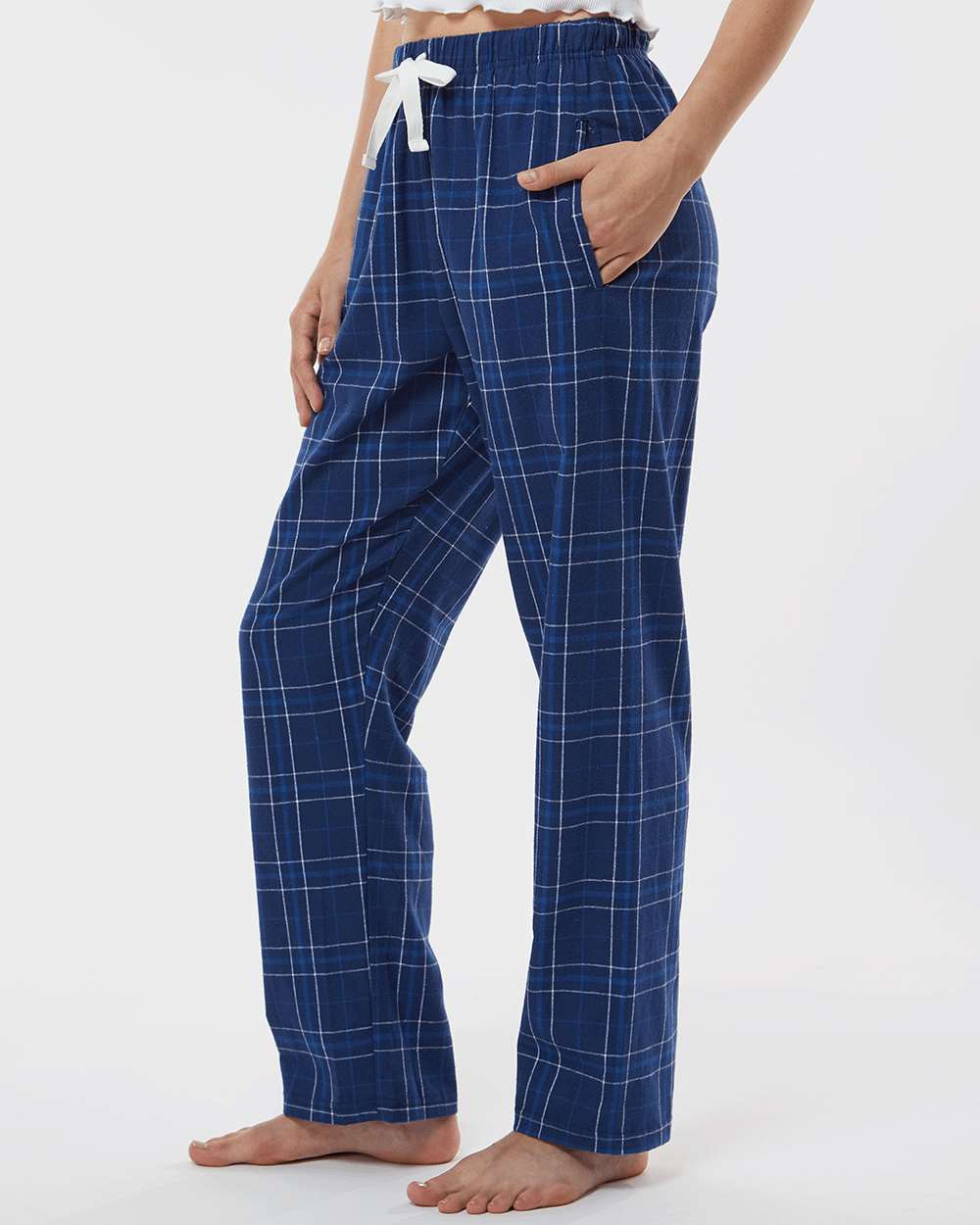 Women's Haley Flannel Pants - OnModelSide - B14603151 - Navy Field Day Plaid