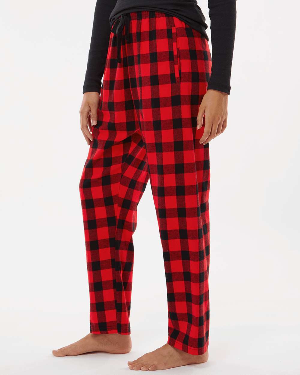 Women's Haley Flannel Pants - OnModelSide - B14603231 - Red/ Black Buffalo