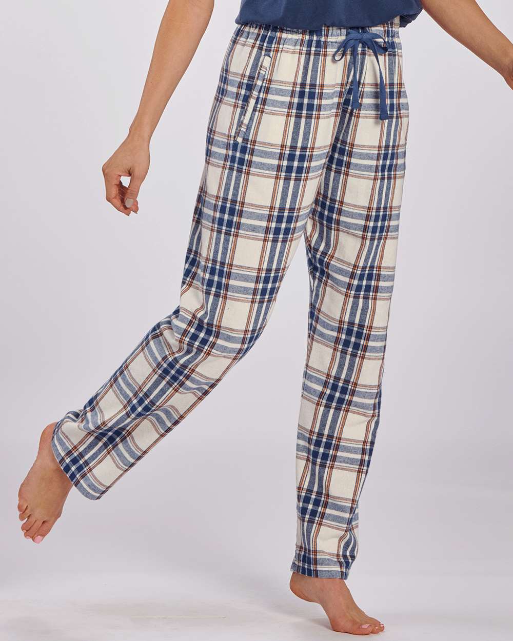 Women's Haley Flannel Pants - OnModelSide - B14603241 - Natural Indigo Plaid