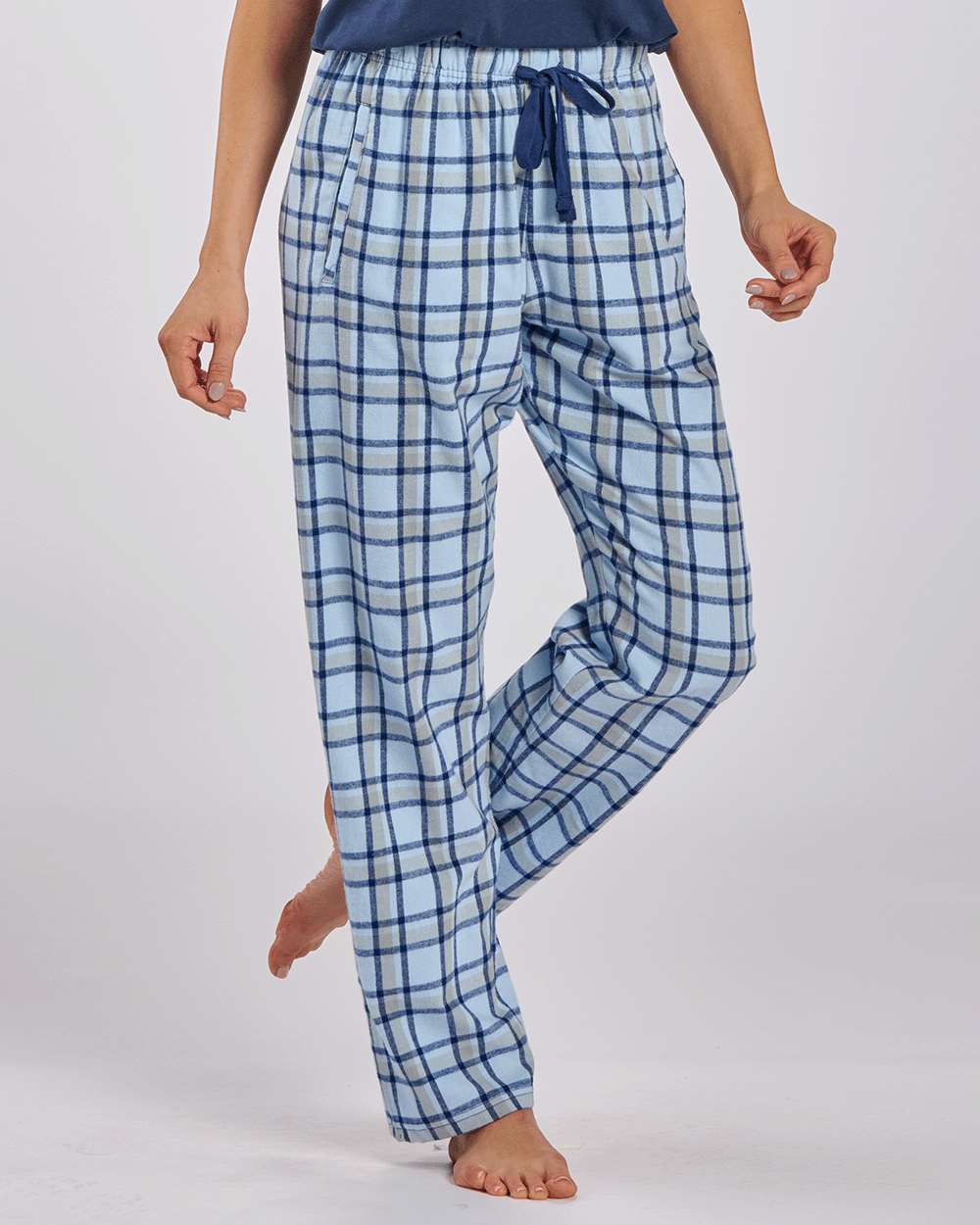 Women's Haley Flannel Pants - OnModelSide - B14603252 - Heritage Carolina Blue Plaid