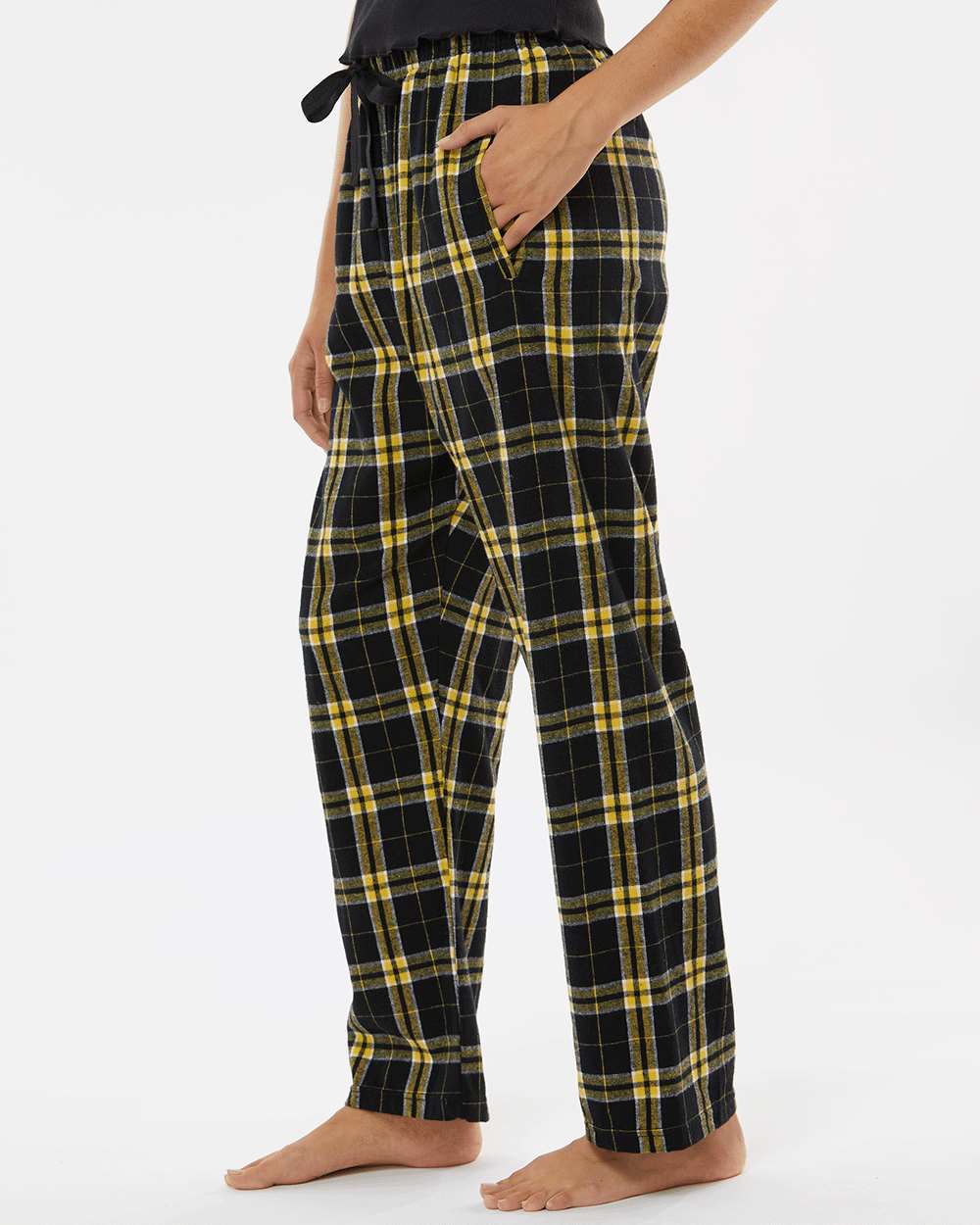 Women's Haley Flannel Pants - OnModelSide - B14603281 - Black/ Gold