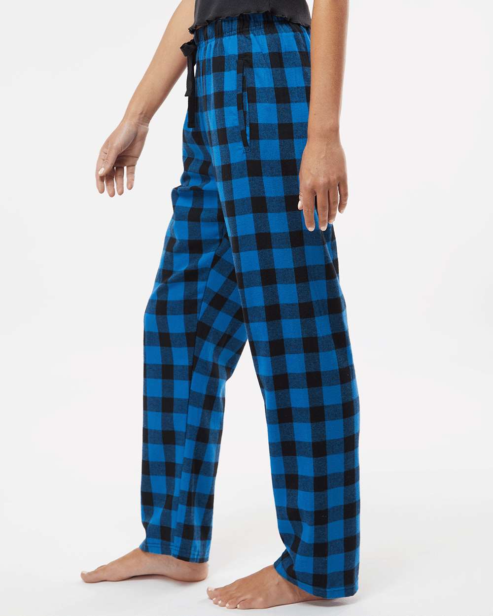 Women's Haley Flannel Pants - OnModelSide - B14603651 - Royal/ Black Buffalo