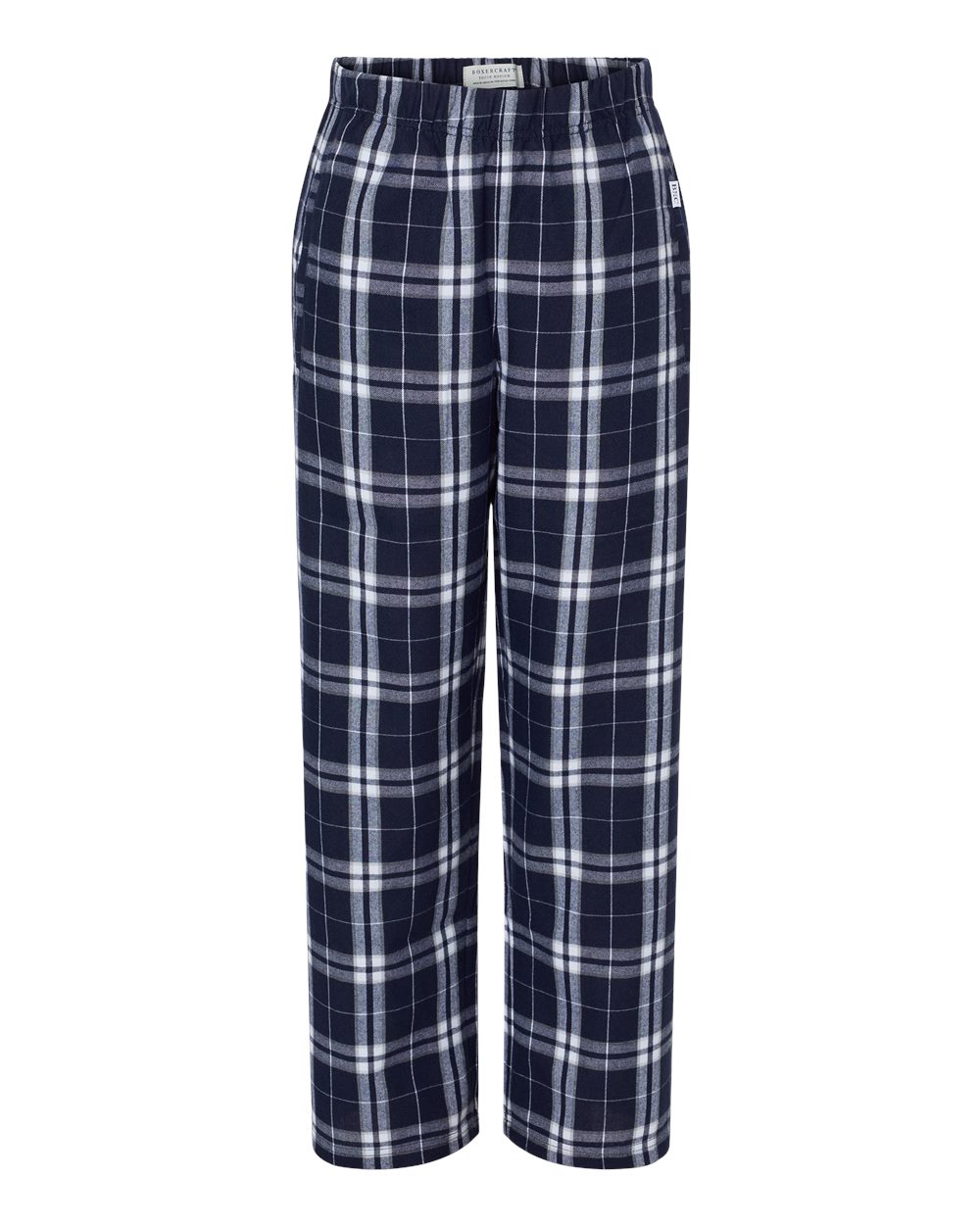 Youth Flannel Pants - Front - B20603653 - Navy/ Silver Plaid