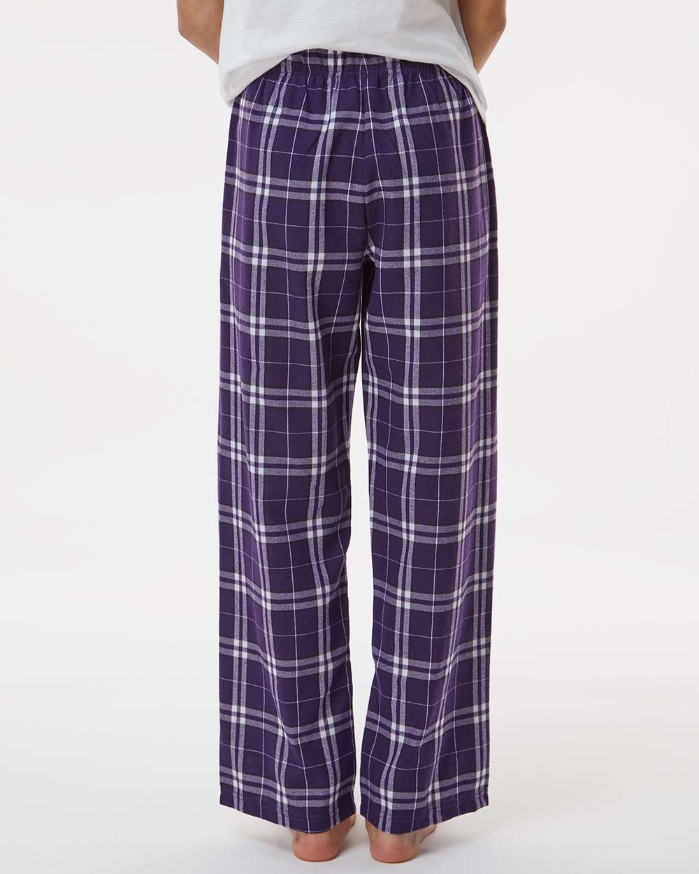 Youth Flannel Pants - OnModelBack - B20603153 - Purple/ White Plaid