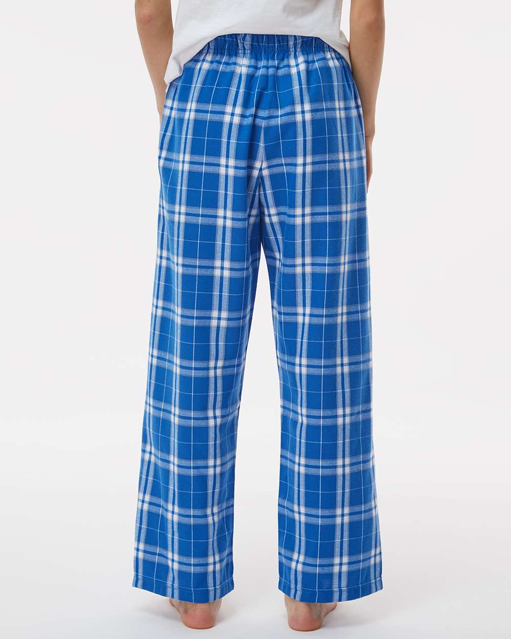Youth Flannel Pants - OnModelBack - B20603213 - Royal/ Silver Plaid