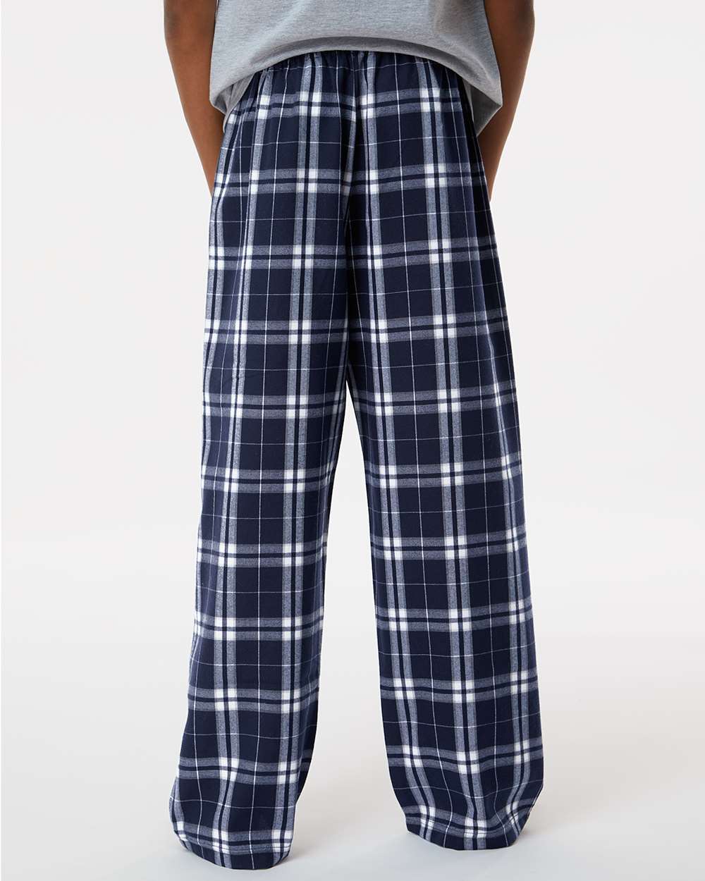 Youth Flannel Pants - OnModelBack - B20603653 - Navy/ Silver Plaid