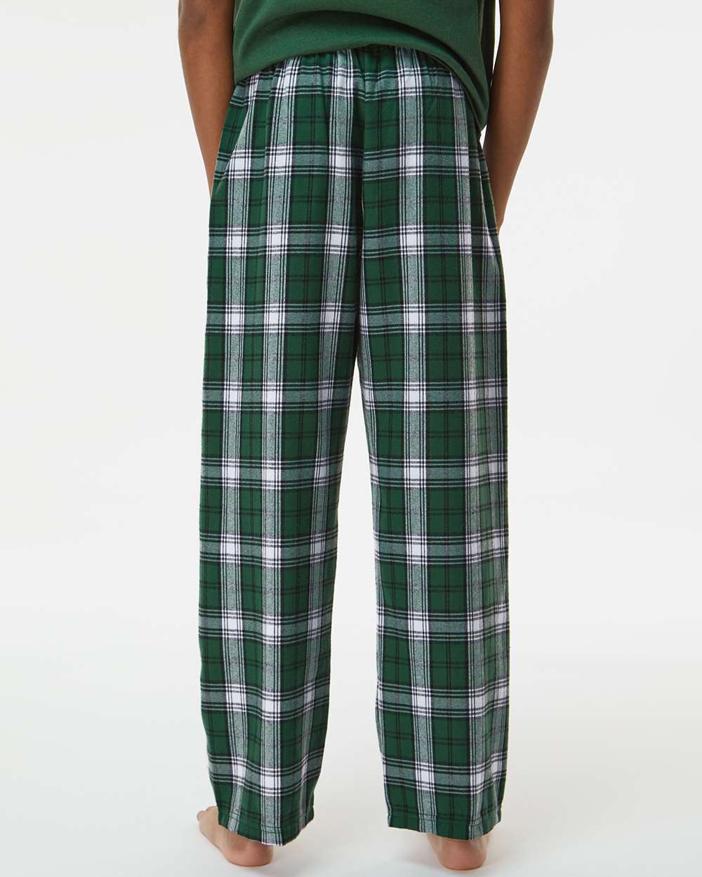 Youth Flannel Pants - OnModelBack - B20603923 - Green/ White Plaid