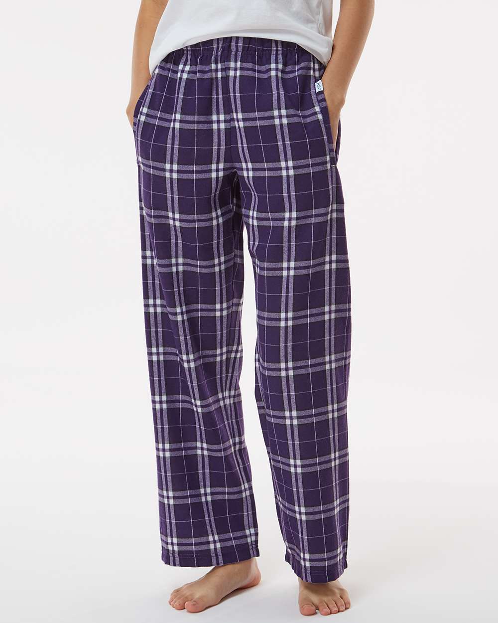 Youth Flannel Pants - OnModelFront - B20603153 - Purple/ White Plaid
