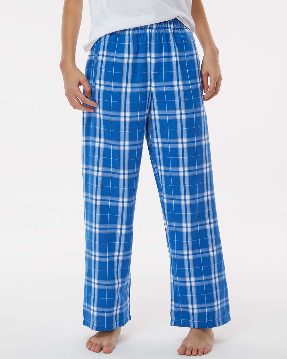 Youth Flannel Pants - OnModelFront - B20603213 - Royal/ Silver Plaid