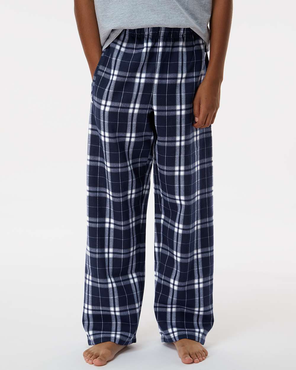 Youth Flannel Pants - OnModelFront - B20603653 - Navy/ Silver Plaid