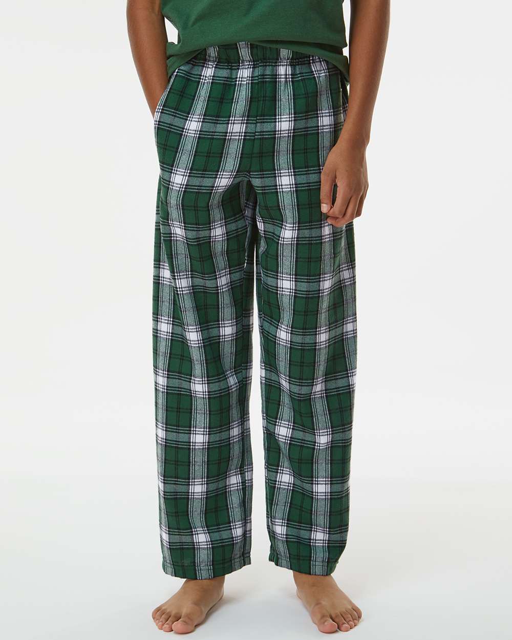 Youth Flannel Pants - OnModelFront - B20603923 - Green/ White Plaid